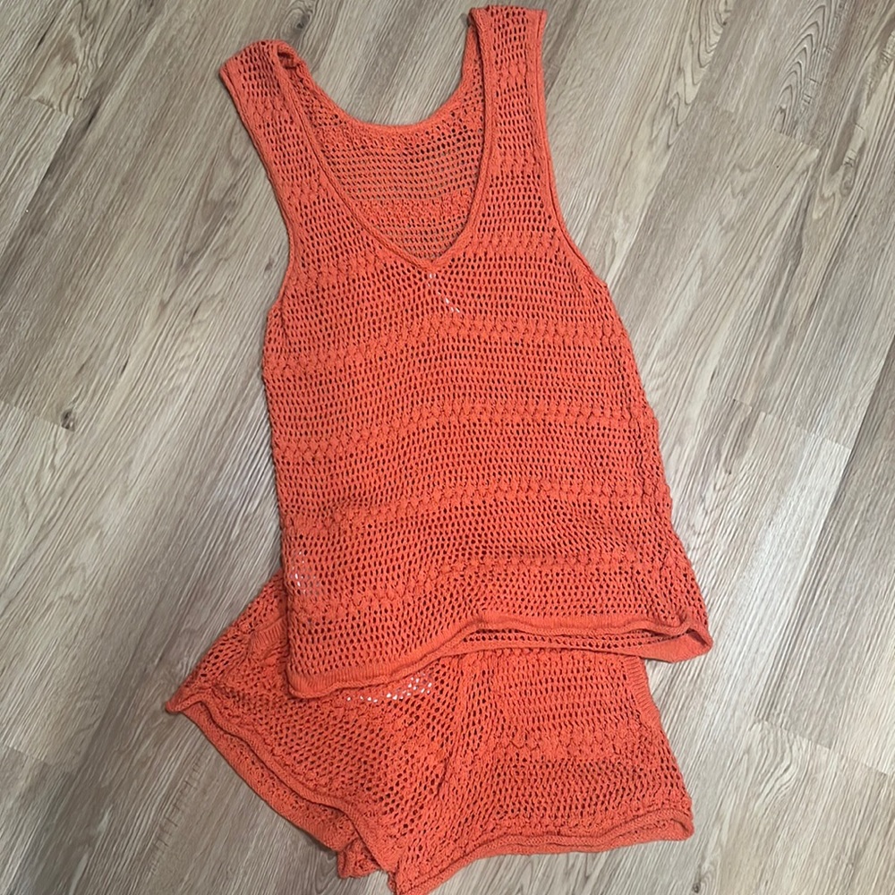 Free People crochet coverup- Burnt orange